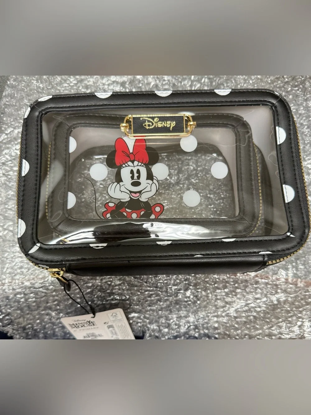 Primark x Disney Minnie Mouse Clear and Faux Leather 2 pc Travel Bag Set *NWT